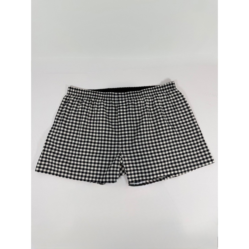George Mens Gingham Check Boxers Black White Cotton Blend Stretch 2XL 44-46